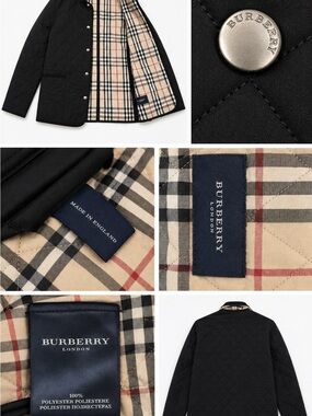 Burberry Black Quilted Jacket with Signature Beige Check Lining